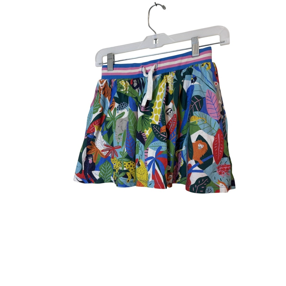 Boden Skirt Girls 11-12 Years Multicolor Animal Print Jersey Drawstring Skater